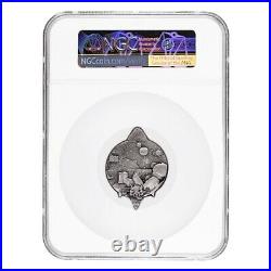 2022 Chad 1 oz Silver Bitcoin Rocket Shaped Coin NGC MS 70 ER Antiqued High