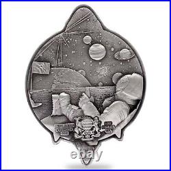 2022 Chad 1 oz Silver Bitcoin Rocket Shaped Coin NGC MS 70 ER Antiqued High