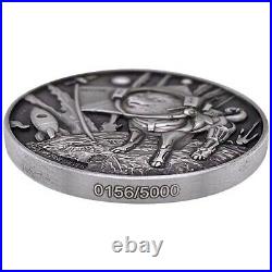 2022 Chad 2 oz Silver Doge On The Moon Antiqued High Relief Coin. 999 Fine withBox