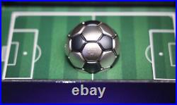 2022 Chad 30 gram Silver Soccer Ball Spherical Antiqued Coin. 999 Fine with Box
