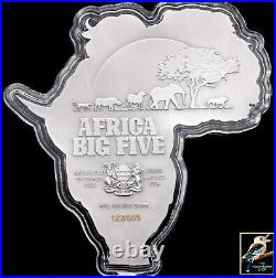 2022 Chad 5 oz Silver Big Five Africa Shaped High Relief Coin. 999 Fine (withBox)