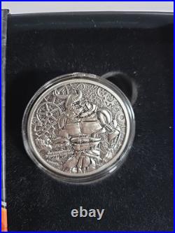 2022 Chad. 999 2 oz Silver Mechanized Minotaur Antiqued High Relief Coin withbox