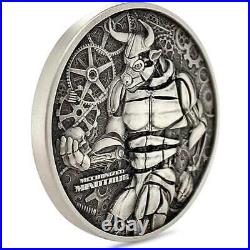 2022 Chad Mechanized Minotaur Antiqued 2 oz. 999 Silver Coin Steampunk Bull
