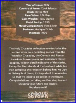 2022 Cook Is S$5 History Of The Crusades Wendish Crusade NGC MS70 Antiqued COA