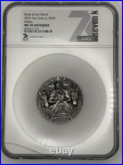 2022 Cook Islands $20 Helios Gods World 3oz Silver NGC MS70 Cracked Slab