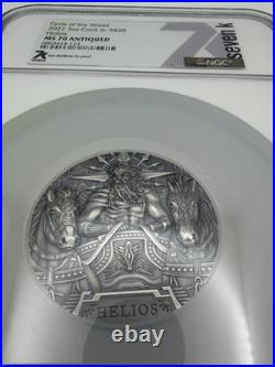 2022 Cook Islands $20 Helios Gods World 3oz Silver NGC MS70 Cracked Slab