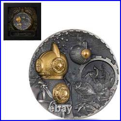 2022 Cook Islands 3 oz Silver Steampunk Nautilus Coin Antiqued. 999 Fine withBox