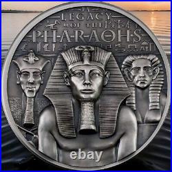 2022 Cook Islands LEGACY OF THE PHARAOHS Antique 3 Oz Silver Coin