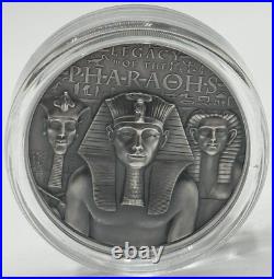2022 Cook Islands LEGACY OF THE PHARAOHS Antiqued 3 oz. Silver Coin Box/COA