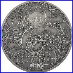 2022 Cthulhu HP Lovecraft Mythos 3 Oz Silver $20 Palau Antique Coin JP104
