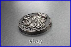 2022 Cthulhu HP Lovecraft Mythos 3 Oz Silver $20 Palau Antique Coin JP104