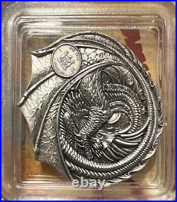 2022 Fiji Dragons of the World Welsh Red Dragon Shaped Coin 1 oz. 999 Silver