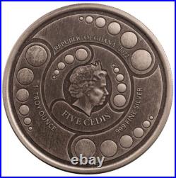 2022 Ghana Alien Coin 1 oz Antique Finish silver coin in capsule