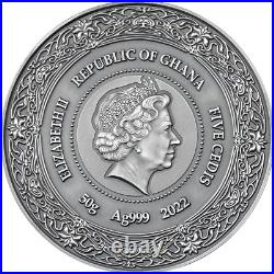 2022 Ghana Goddesses of Health Airmid 50g Silver Antique Finish Coin