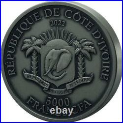 2022 Ivory Coast Big Five Cobra 5oz Silver High Relief Antique Finish Coin