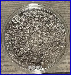 2022 Komsco Aztec Sun Stone Calendar 2 oz. 999 Silver Ultra High Relief Stacker