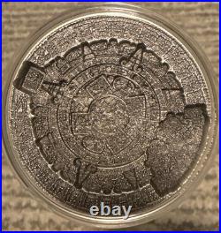2022 Komsco Aztec Sun Stone Calendar 2 oz. 999 Silver Ultra High Relief Stacker