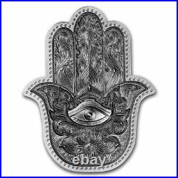 2022 Komsco Hamsa Hand of Fatima Shaped Stacker 2 oz Antique Silver In Capsule 2022 Komsco Hamsa Hand of Fatima Shaped Stacker 2 oz Antique Silver In Capsule