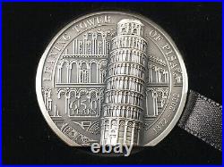 2022 Leaning Tower of Pisa Ultra High Relief Antiqued 2 oz Silver Cook Isl. Coin
