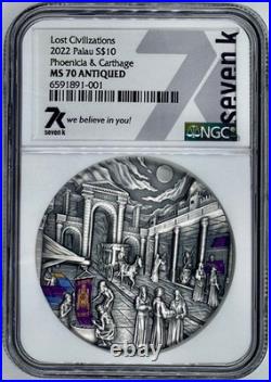 2022 Lost Civilizations Phoenicia & Carthage 2 Oz Silver NGC MS 70 Antiqued UHR