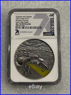 2022 Mnajdra Temple Silver Coin 2 oz. 999 NGC MS70 Antiqued Equinox & Solstice