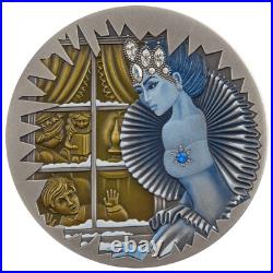 2022 NIue Fairy Tales 1 oz Silver Antiqued Snow Queen with Swarovski Crystal