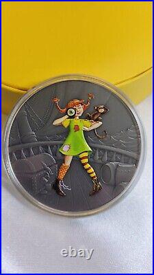 2022 Niue $1 Pippi Longstocking 1 Ounce Silver Monkey Girl Antique Finish Coin