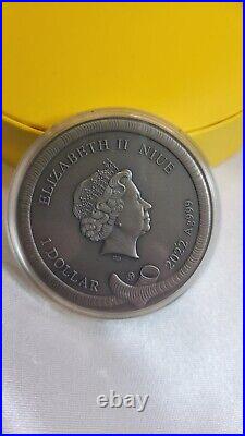 2022 Niue $1 Pippi Longstocking 1 Ounce Silver Monkey Girl Antique Finish Coin