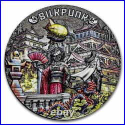 2022 Niue 2 oz Antique Silver The Punk Universe Silkpunk with Mintage of 500