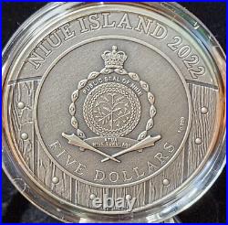 2022 Niue 2 oz Antique Silver Woman Warriors Boudica