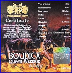 2022 Niue 2 oz Antique Silver Woman Warriors Boudica