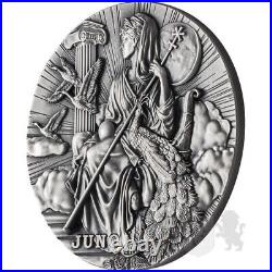 2022 Niue 2 oz Antiqued Silver High Relief Roman Gods Juno Mintage of 500