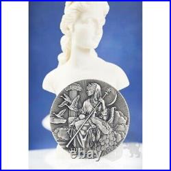 2022 Niue 2 oz Antiqued Silver High Relief Roman Gods Juno Mintage of 500