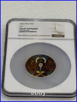 2022 Niue 2 oz Silver Antique Women Isis Wings NGC MS 69 Antiqued RARE