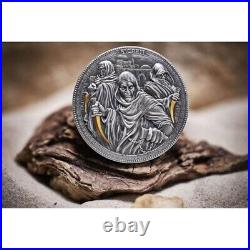 2022 Niue Assassins Sicarii 2oz Silver High Relief Antiqued Coin Mintage 999