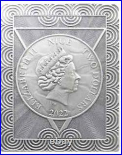 2022 Niue Dark Nature Tiger Mantra 50 grams. 999 Silver Antique Finish Coin