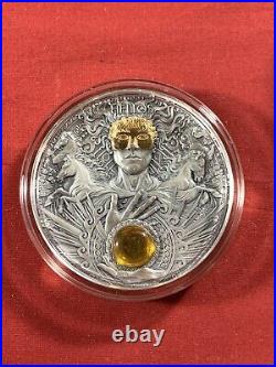 2022 Niue Devine Faces of the Sun Helios 3oz Silver Antiqued Coin Mintage 500