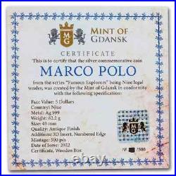 2022 Niue Famous Explorers MARCO POLO Antiqued 2 Oz Silver Coin Mintage of 500