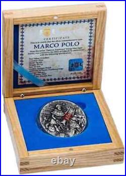 2022 Niue Famous Explorers MARCO POLO Antiqued 2 Oz Silver Coin Mintage of 500