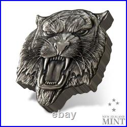 2022 Niue Fierce Nature Tiger 2 oz Silver Antiqued Shaped Coin