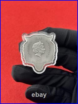 2022 Niue Fierce Nature Tiger 2 oz Silver Antiqued Shaped Coin