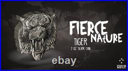 2022 Niue Fierce Nature Tiger 2 oz Silver Antiqued Shaped Coin