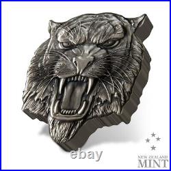 2022 Niue Fierce Nature Tiger 2 oz Silver Antiqued Shaped Coin Mintage of 2000