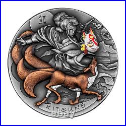2022 Niue Kitsune 999 2 oz Antique Finish Hight Relief Silver Coin 2022 Niue Kitsune 999 2 oz Antique Finish Hight Relief Silver Coin