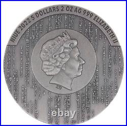 2022 Niue Matrix 2oz Silver High Relief Antiqued Coin $5