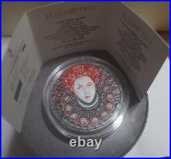 2022 Niue Queen Elizabeth I 2 oz Silver Antiqued Coin With Natural Diamond