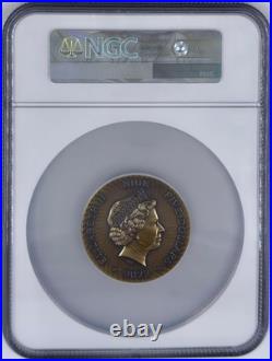 2022 Niue S$5 Gilt Twelve Olympians Bacchus High Relief 2 Oz NGC MS 70 Antiqued