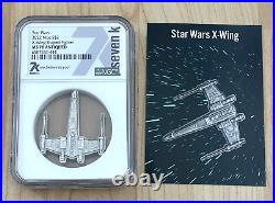 2022 Niue Star Wars X-Wing Shaped Fighter 1 oz Silver Antiqued MS70 NGC with COA