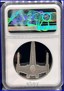 2022 Niue Star Wars X-Wing Shaped Fighter 1 oz Silver Coin NGC MS70 Antiqued