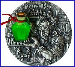 2022 Niue The Alchemist Antiqued 2 oz. 999 Silver Coin Glow in the Dark